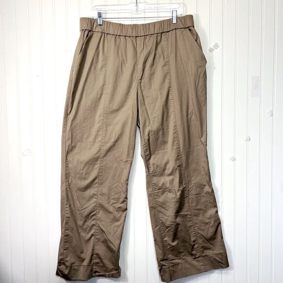 Duluth Trading Co. Boot Cut Stretch Pant Tan Zipper Pockets 18 elastic spandex - Picture 1 of 14